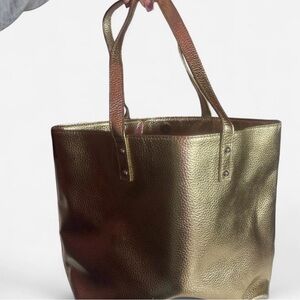 Chi Gold Metallic Leather Tote Bag